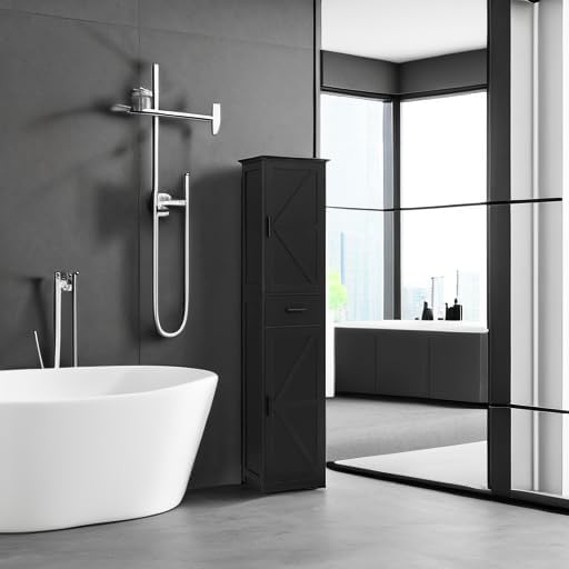 Detalle 2 de TEENFON Tall Bathroom Storage Cabinet, 6 Shelves