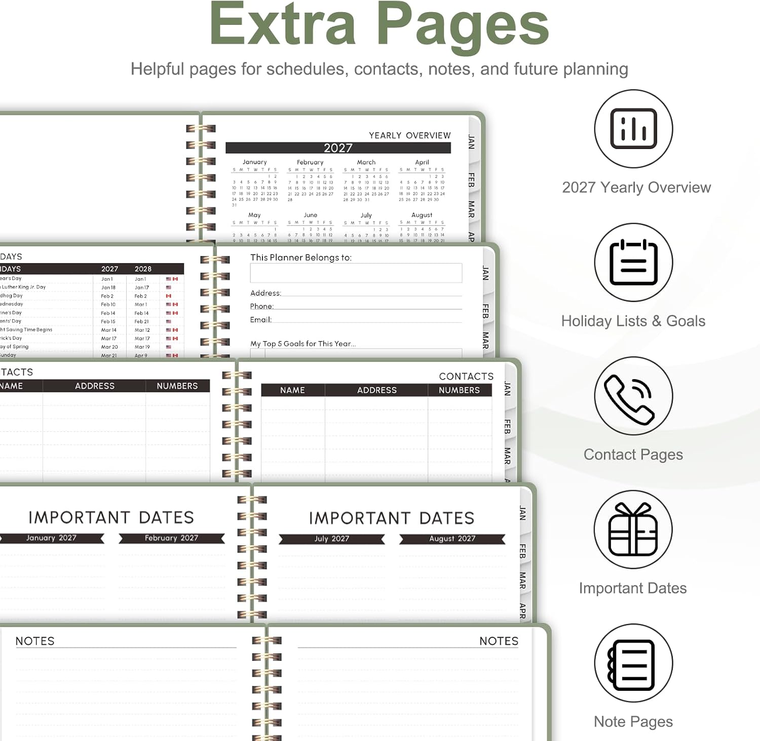 Detalle de VALOME 2027 Weekly and Monthly Planner, A5 Hardcover, 100 GSM Paper