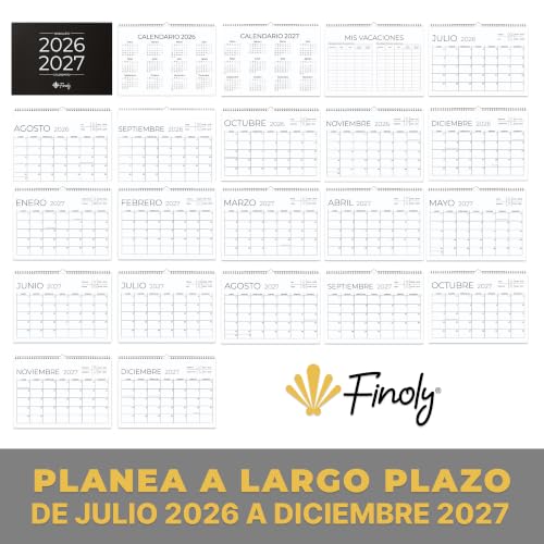 Detalle de Finoly Calendario 2026 Pared 18 Meses: Julio 2026 - Diciembre 2027