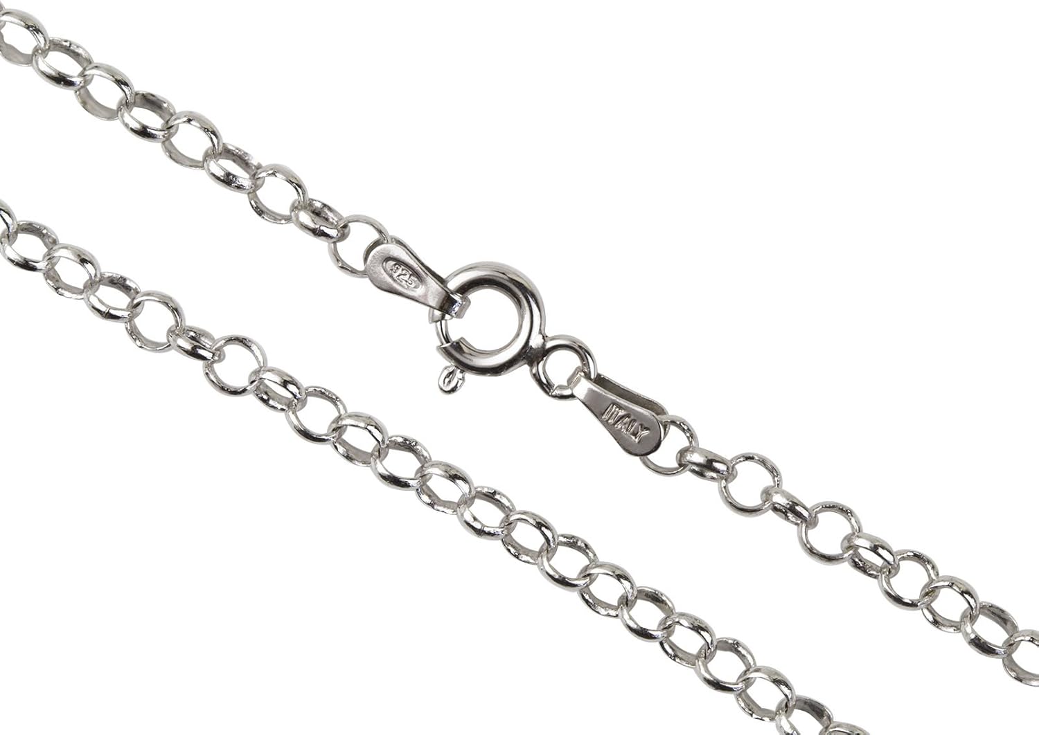 Detalle de Aka Gioielli® Catenina Rolò 3 mm in Argento Sterling 925 Rodio, Collana Unisex 40–75 cm