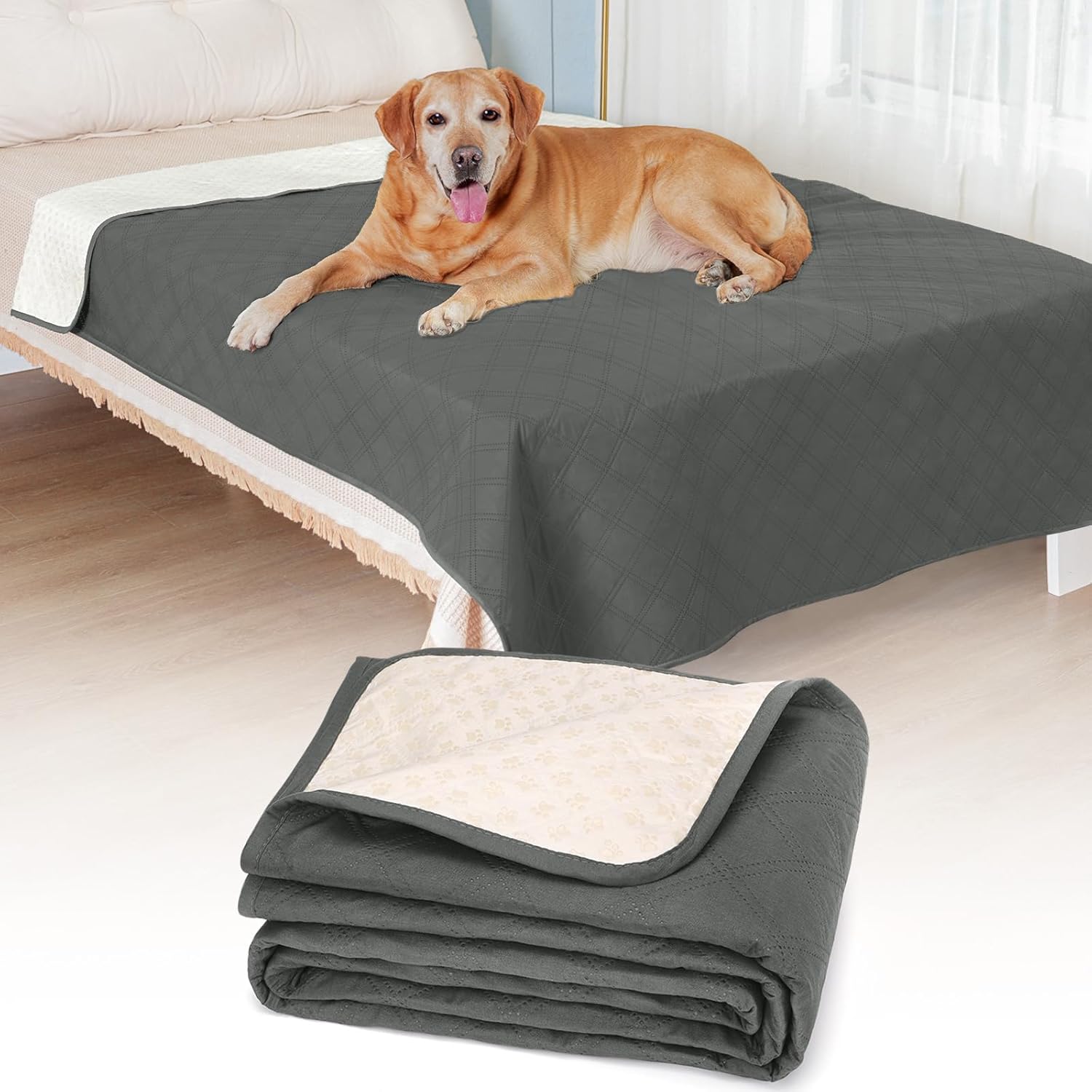 Detalle de HezzLuv Waterproof Dog Blanket: Soft, Anti-Slip Bed Cover and Furniture Protector (152x203cm)