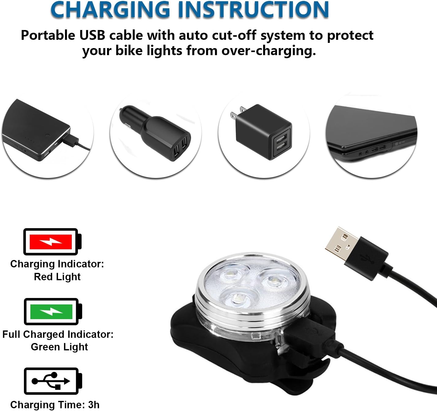 Thumbnail 2 de Balhvit Bike Light Set USB rechargeable 2-pack