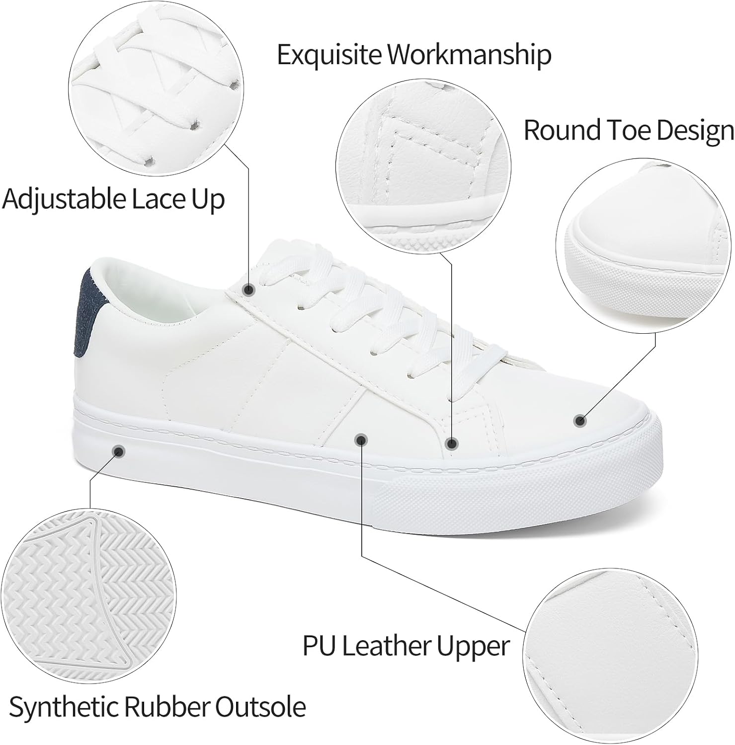 Detalle de Adokoo Women's Casual Sneakers, Synthetic Leather