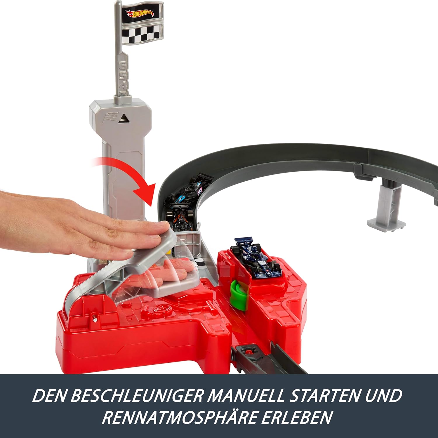 Detalle de Hot Wheels Rennstrecke mit 3 1:64 Die-Cast Formel 1 Fahrzeugen – McLaren, Alpine & RB