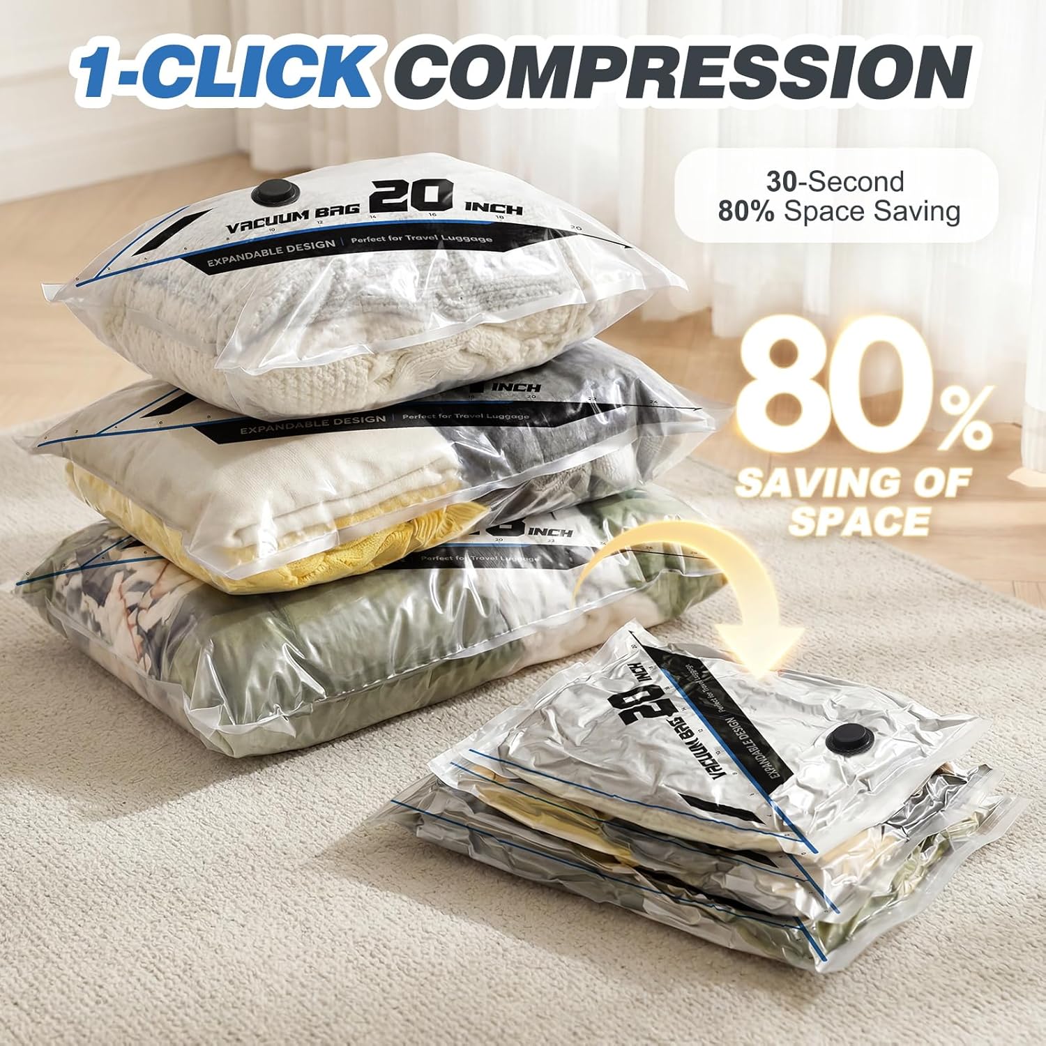 Thumbnail 2 de Rechargeable Vacuum Storage Bags with Electric Pump — 15-Piece Travel Set (3 Sizes)