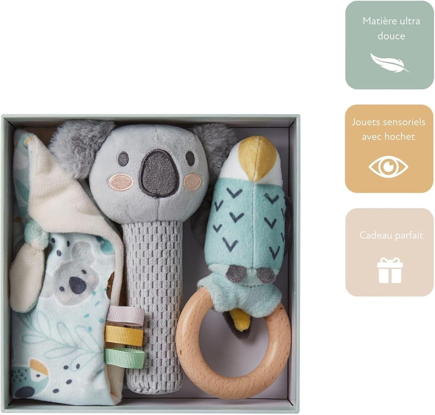 Detalle de Nuby Ensemble cadeau Animal Adventures – Ensemble de 3 pièces dès la naissance