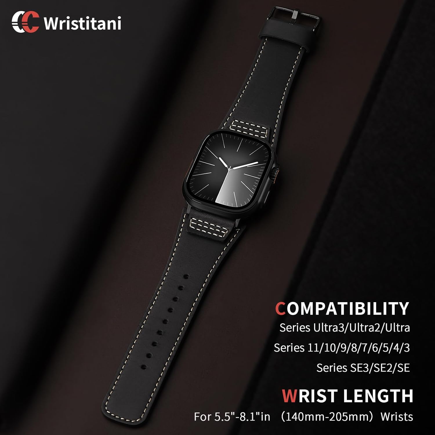 Thumbnail 1 de Bracelet en cuir Wristitani pour Apple Watch - Compatible toutes séries et tailles (38–49 mm)