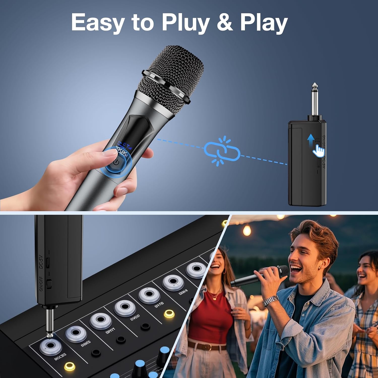 Detalle 2 de oxxyeeKS HD30 Dual Wireless Microphone System with Rechargeable Mics