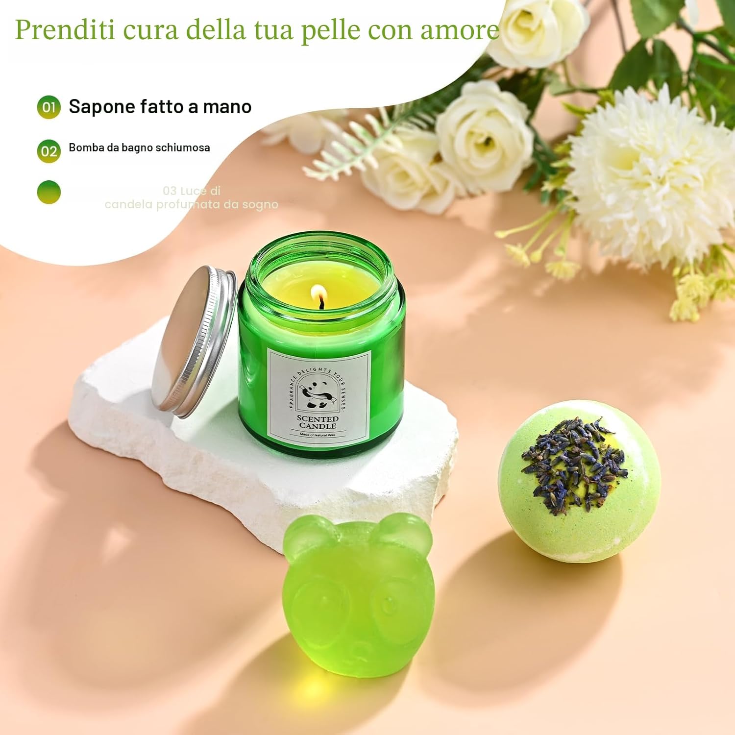 Detalle 2 de Set regalo spa Panda 9 pezzi