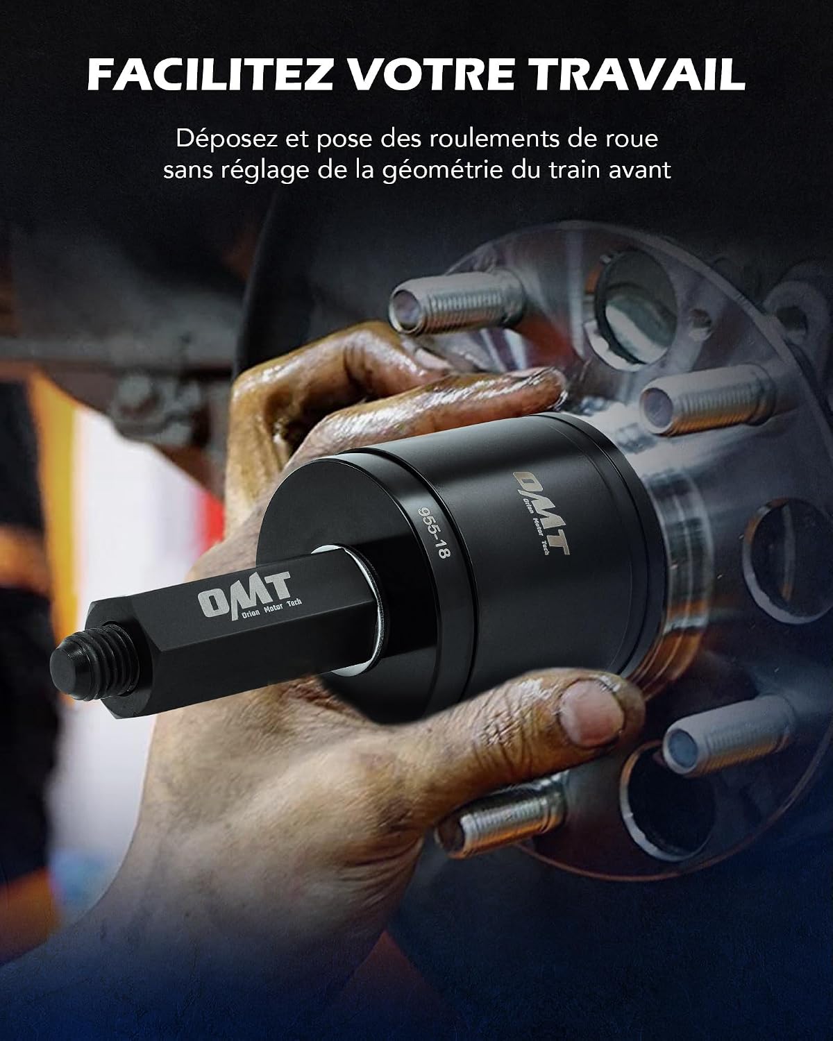 Detalle de Kit Orion Motor Tech 24 pièces pour extracteurs de roulement de roue, avec mallette rouge