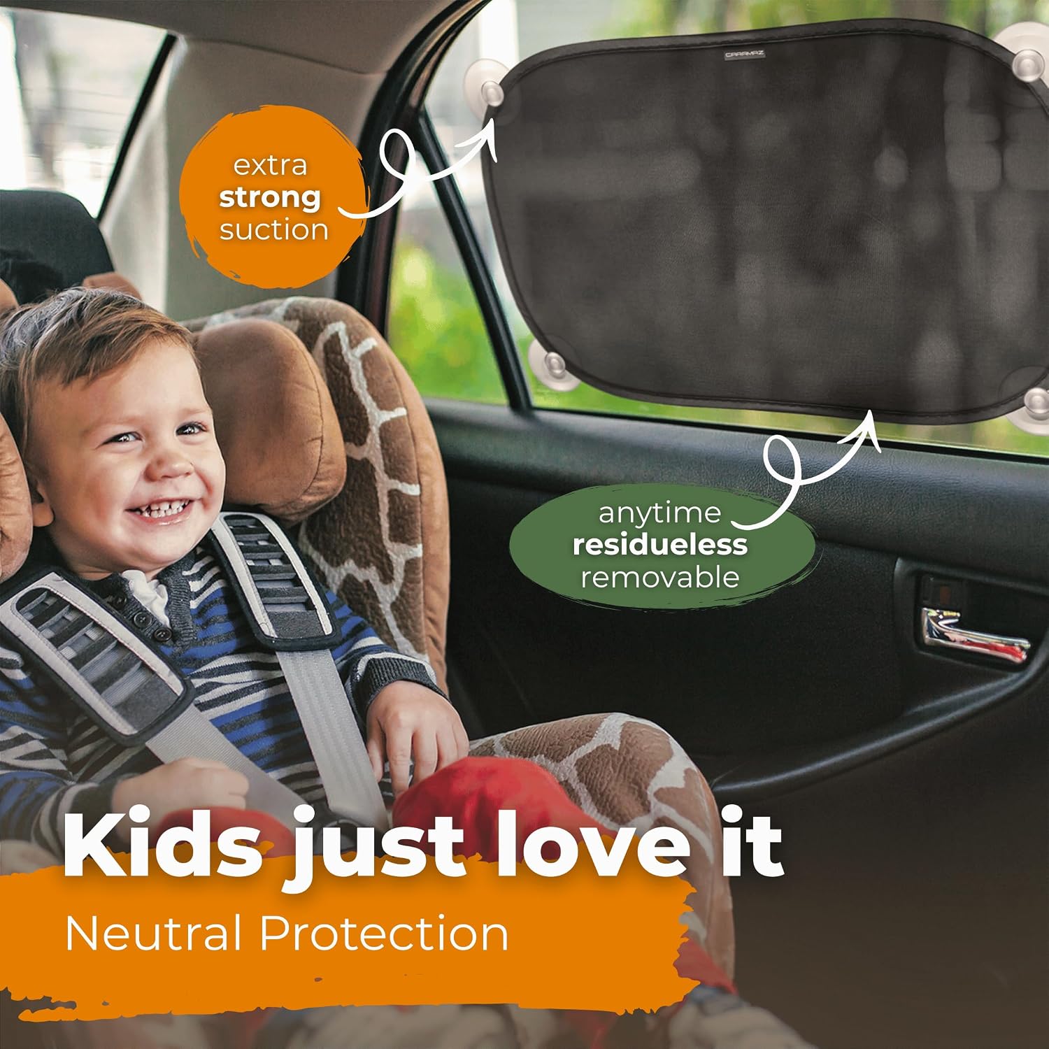 Detalle 2 de Car Window Shades for Baby (Pack of 2) with Suction Cups, 48 x 30 cm, Black Mesh UV Protection