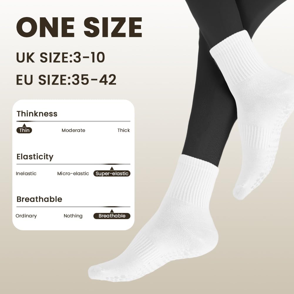 Thumbnail 2 de AOOWU Chaussettes Yoga Femme antidérapantes (4 paires) coton et base silicone, taille 35-42