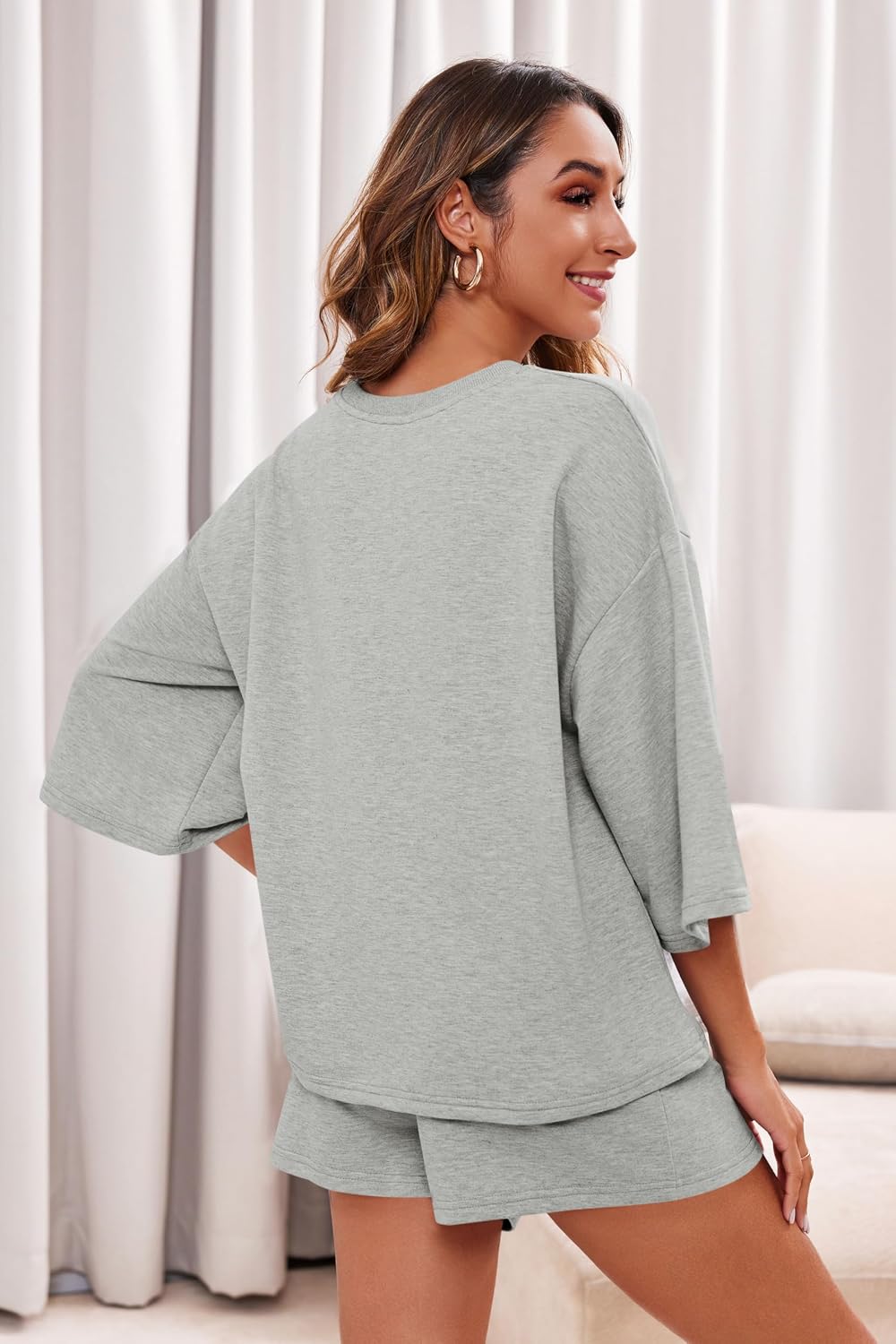 Thumbnail 3 de Imily Bela Schlafanzug Damen Kurz Rundhals Pyjama Set Sommer