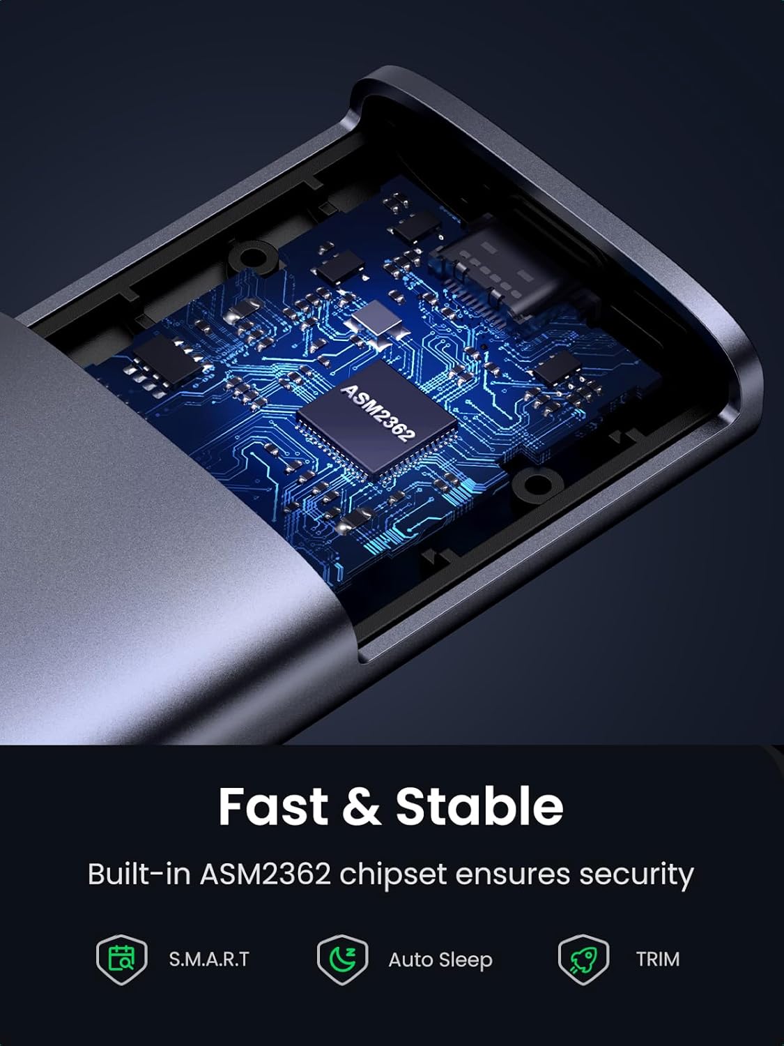 Thumbnail 5 de UGREEN M.2 NVMe Enclosure (USB 3.2 Gen 2, tool-free) for M-Key/B+M Key SSDs