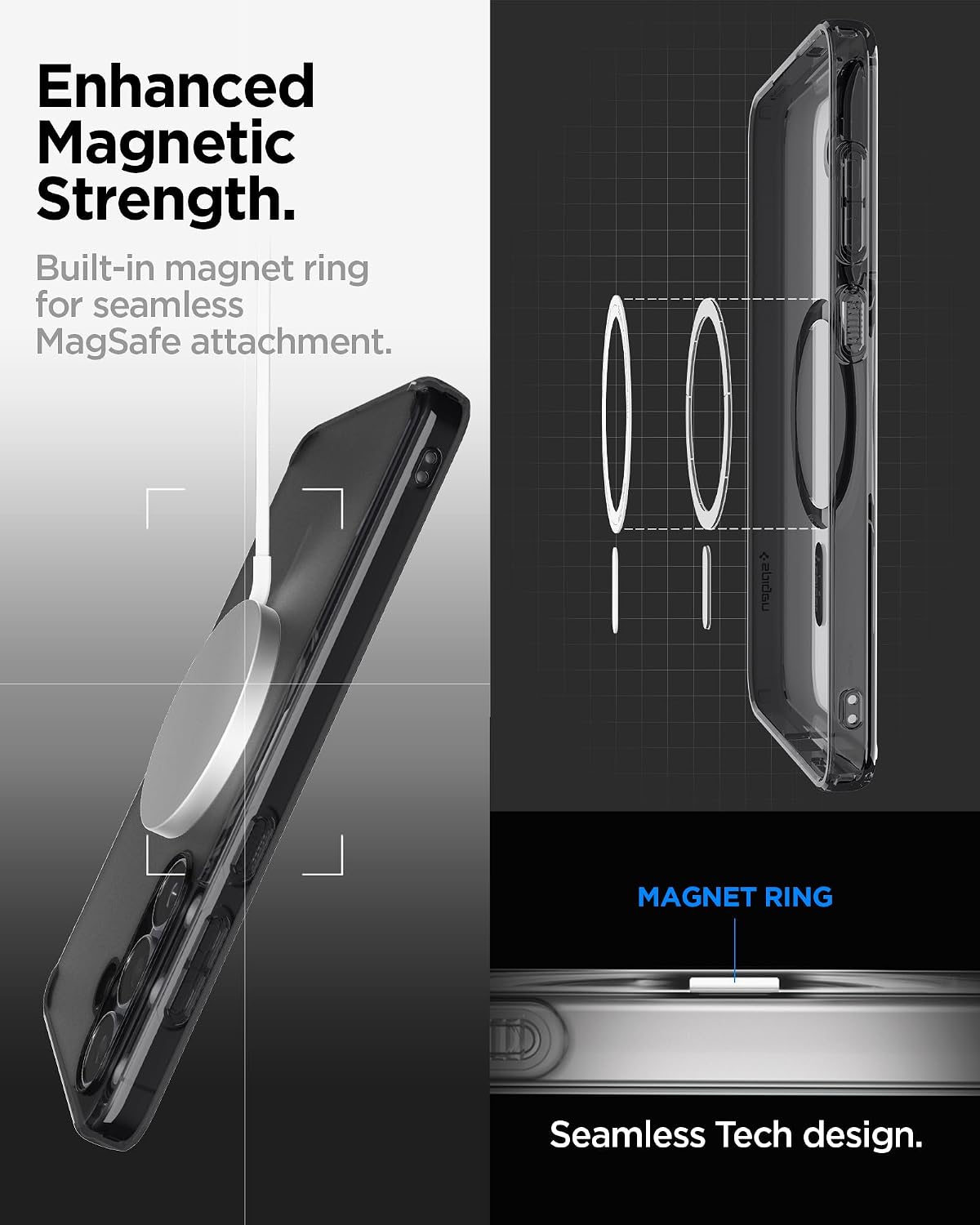 Detalle de Spigen Cover Ultra Hybrid MagFit per Galaxy S25 FE (compatibile MagSafe) Frost Black