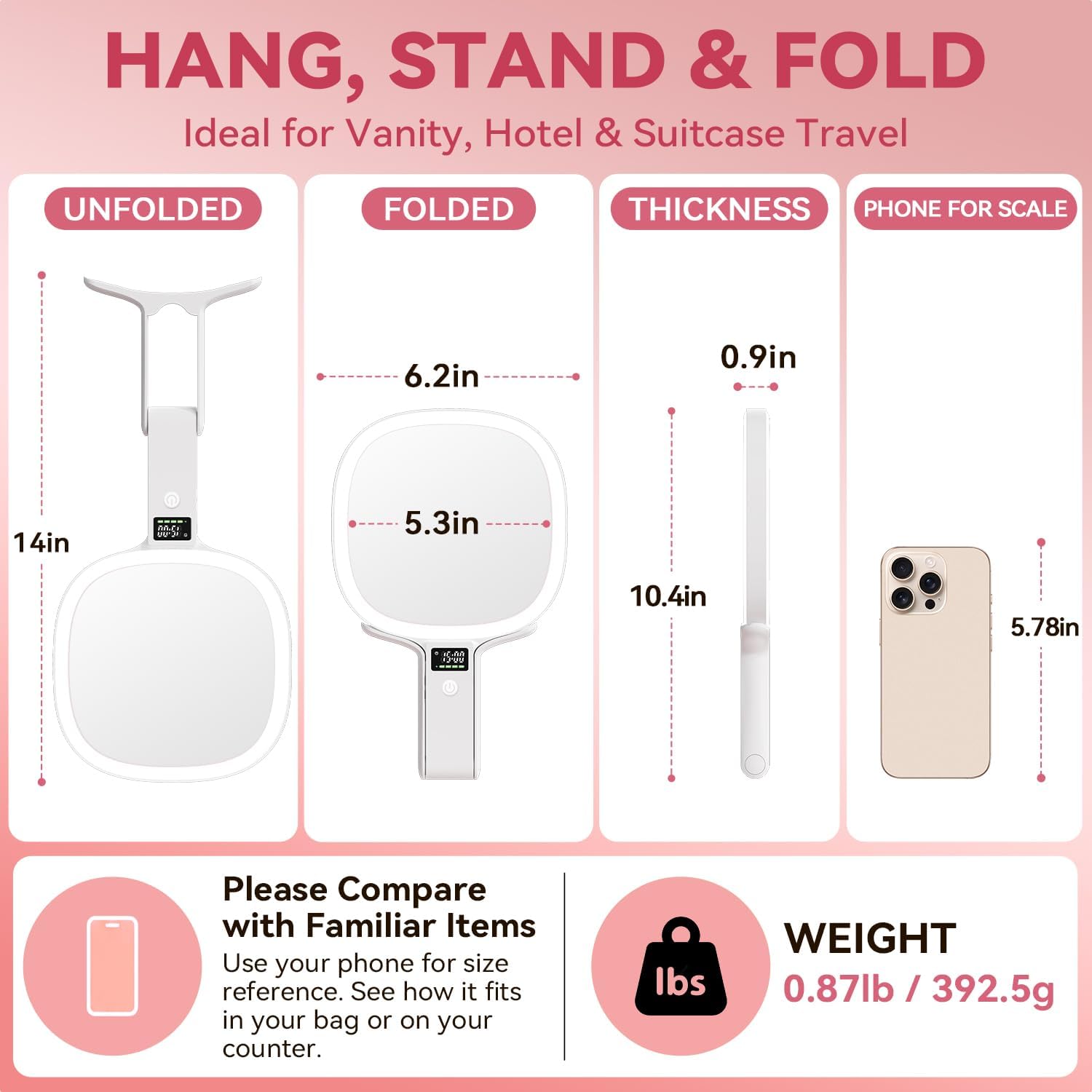 Thumbnail 6 de Auxmir 1X/30X Lighted Makeup Mirror with LED Display and 3 Light Modes