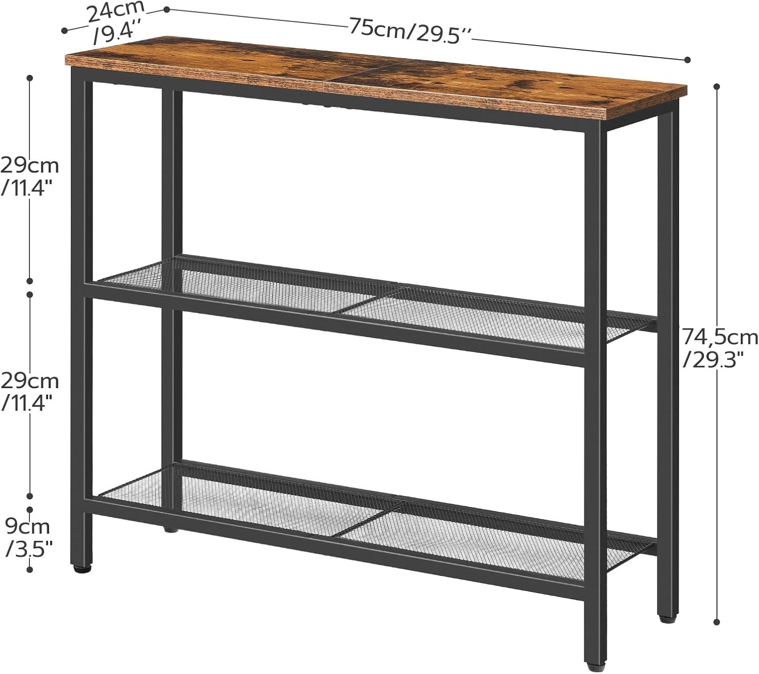 Detalle de HOOBRO EBF73XG01 consoletafel met 3 niveaus en metalen gaasplanken