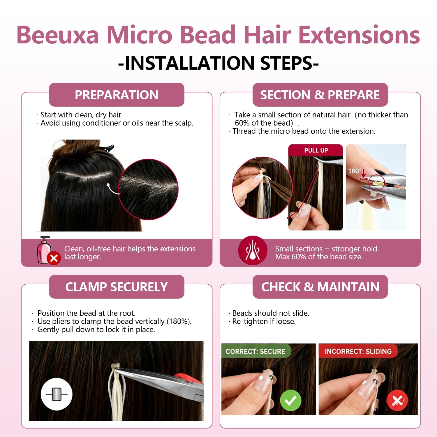 Detalle 2 de Beeuxa Micro Link Hair Extensions, 18-Inch