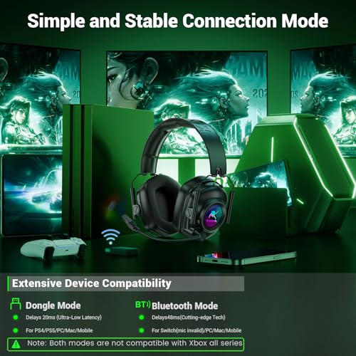 Thumbnail 2 de Krysenix KGH2 Wireless Gaming Headset with Mic for PS5/PS4/PC/Switch/Mac