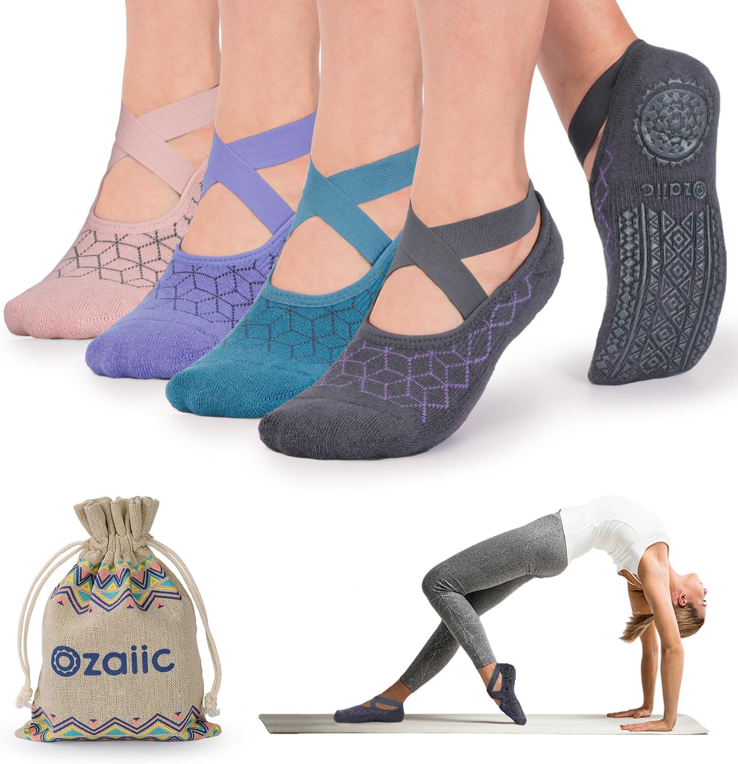 Thumbnail 6 de Ozaiic Yoga Socks for Women with Grips – Non-Slip Five Toe Socks for Pilates, Barre, Ballet and Dance
