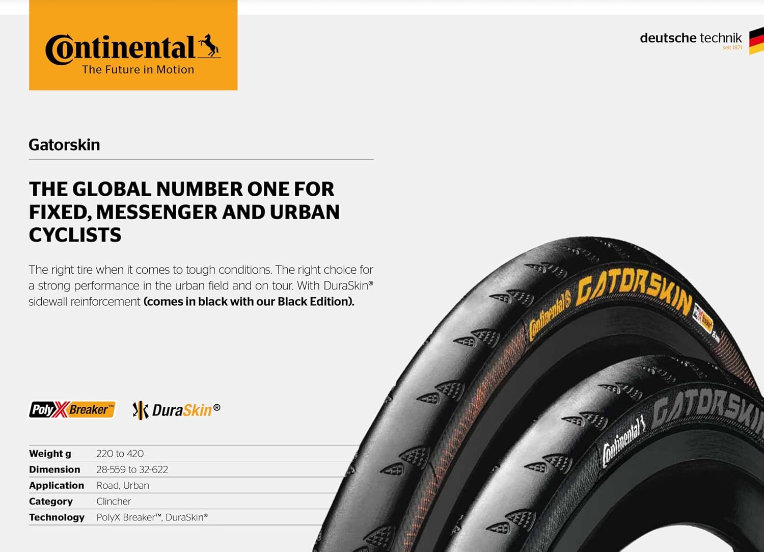 Detalle de Continental Gatorskin 700C x 25C – opona szosowa z ochroną DuraSkin