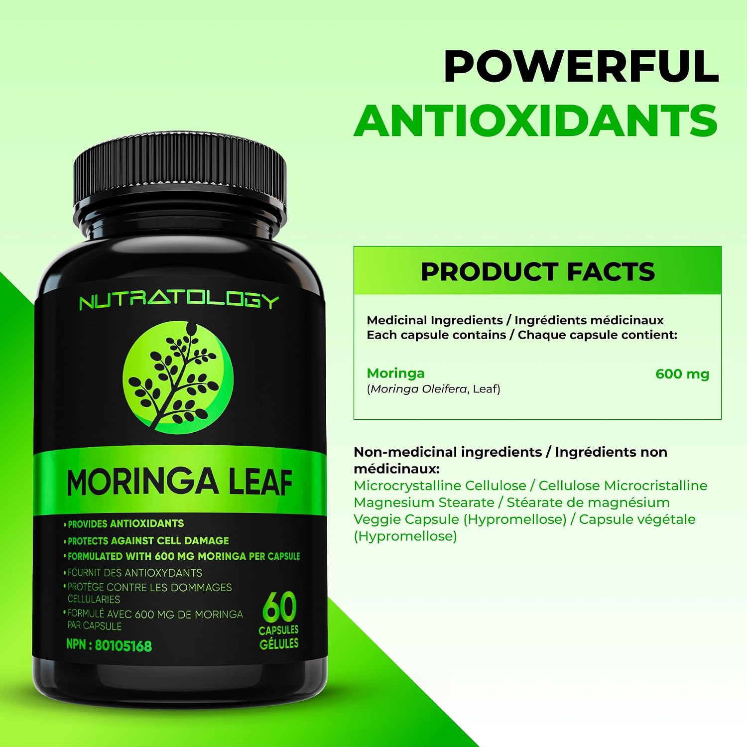 Detalle 2 de Nutratology Moringa Leaf Capsules 60-count