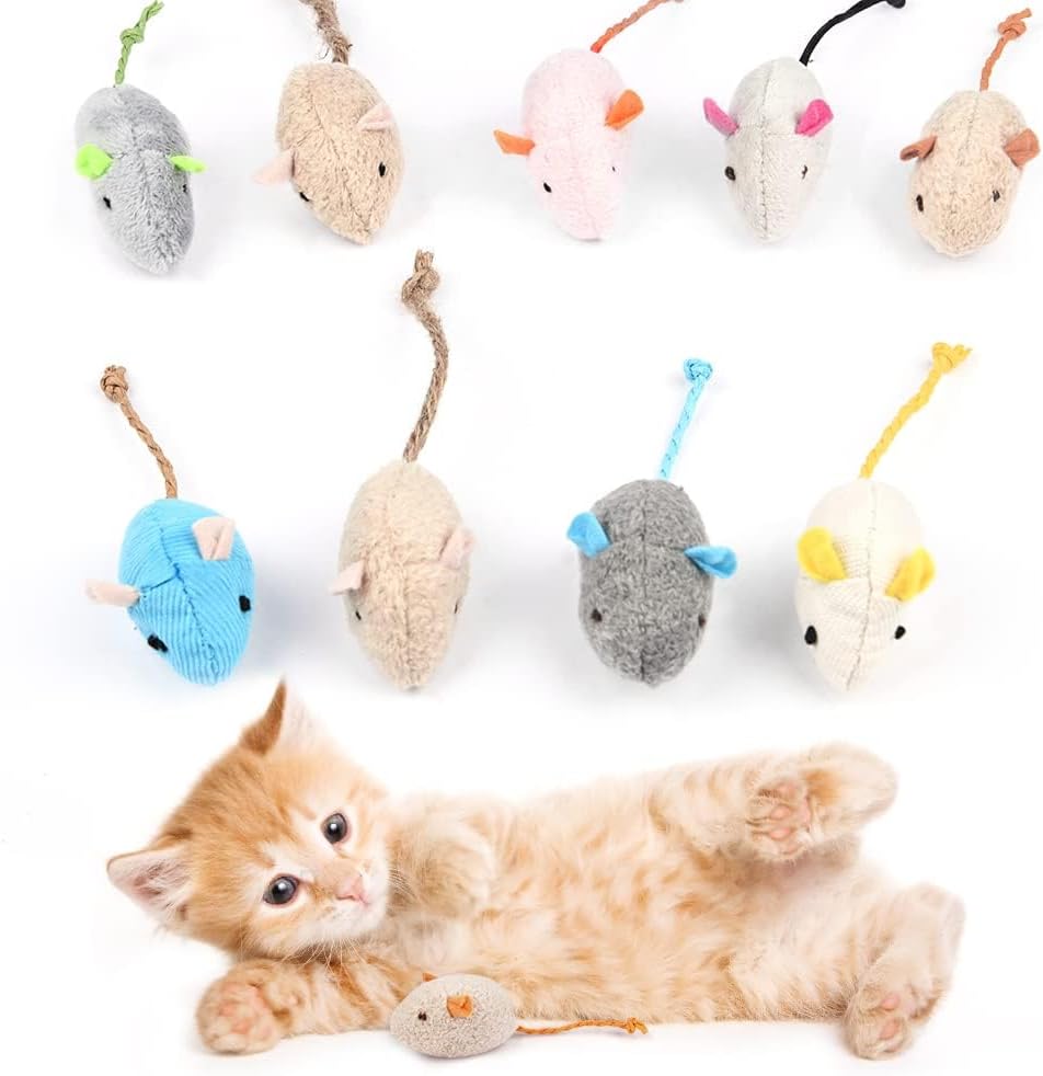 Adiwo Set di 9 Topolini giocattolo per gatti 🐭