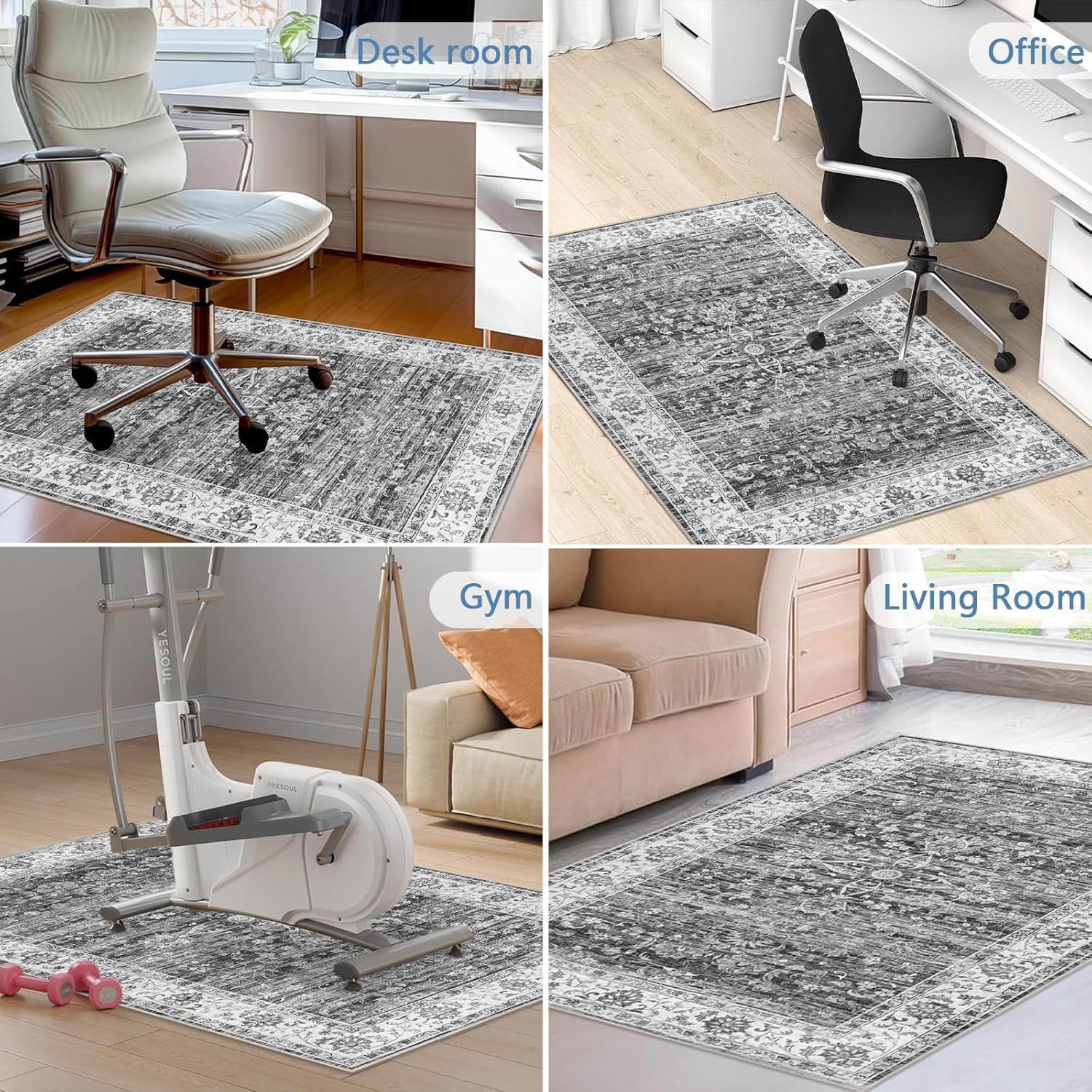 Thumbnail 6 de Office Chair Mat for Hardwood Floor 90x120 cm – Anti-Slip Silicone Floor Protector, Grey