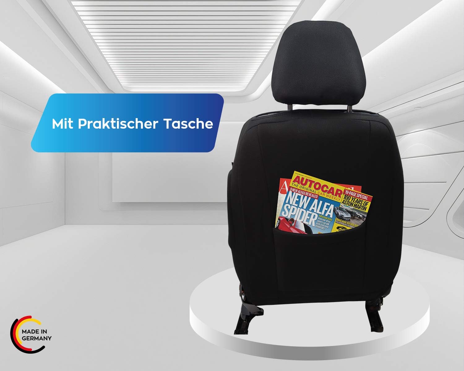 Detalle de BREMER SITZBEZÜGE pokrowce na przednie fotele VW Tiguan 2, czarne 910