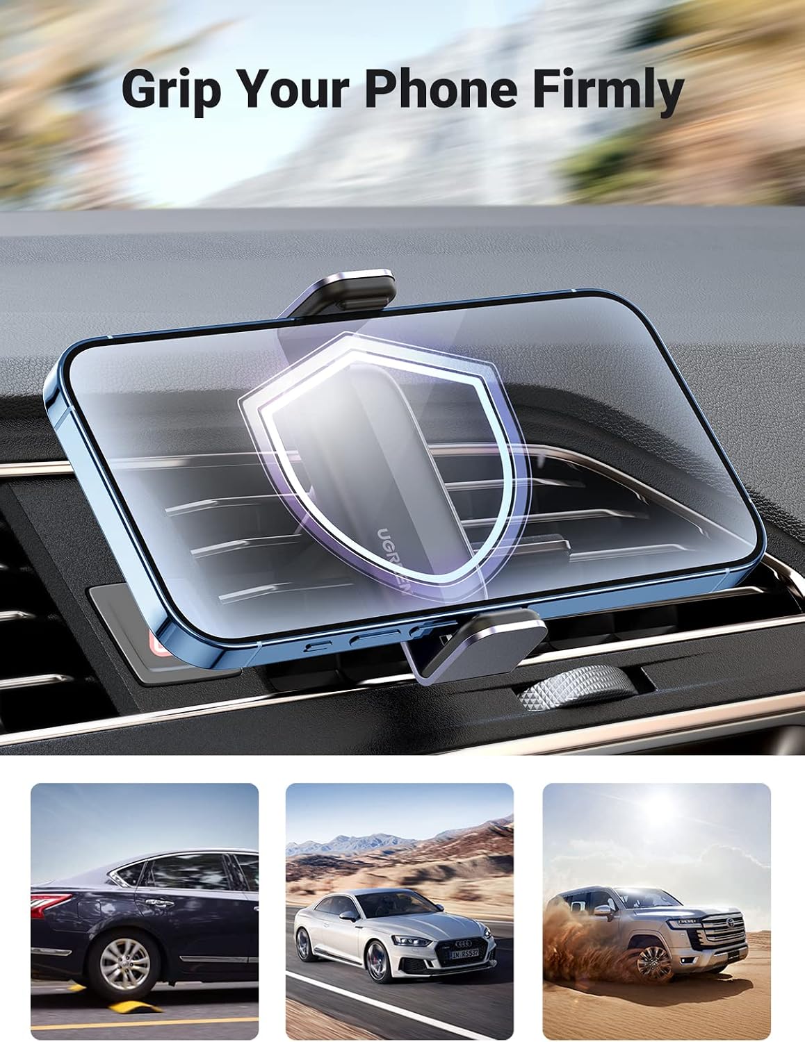 Thumbnail 6 de UGREEN Air Vent Car Phone Holder with 360° Rotation and Spring-Loaded Clip
