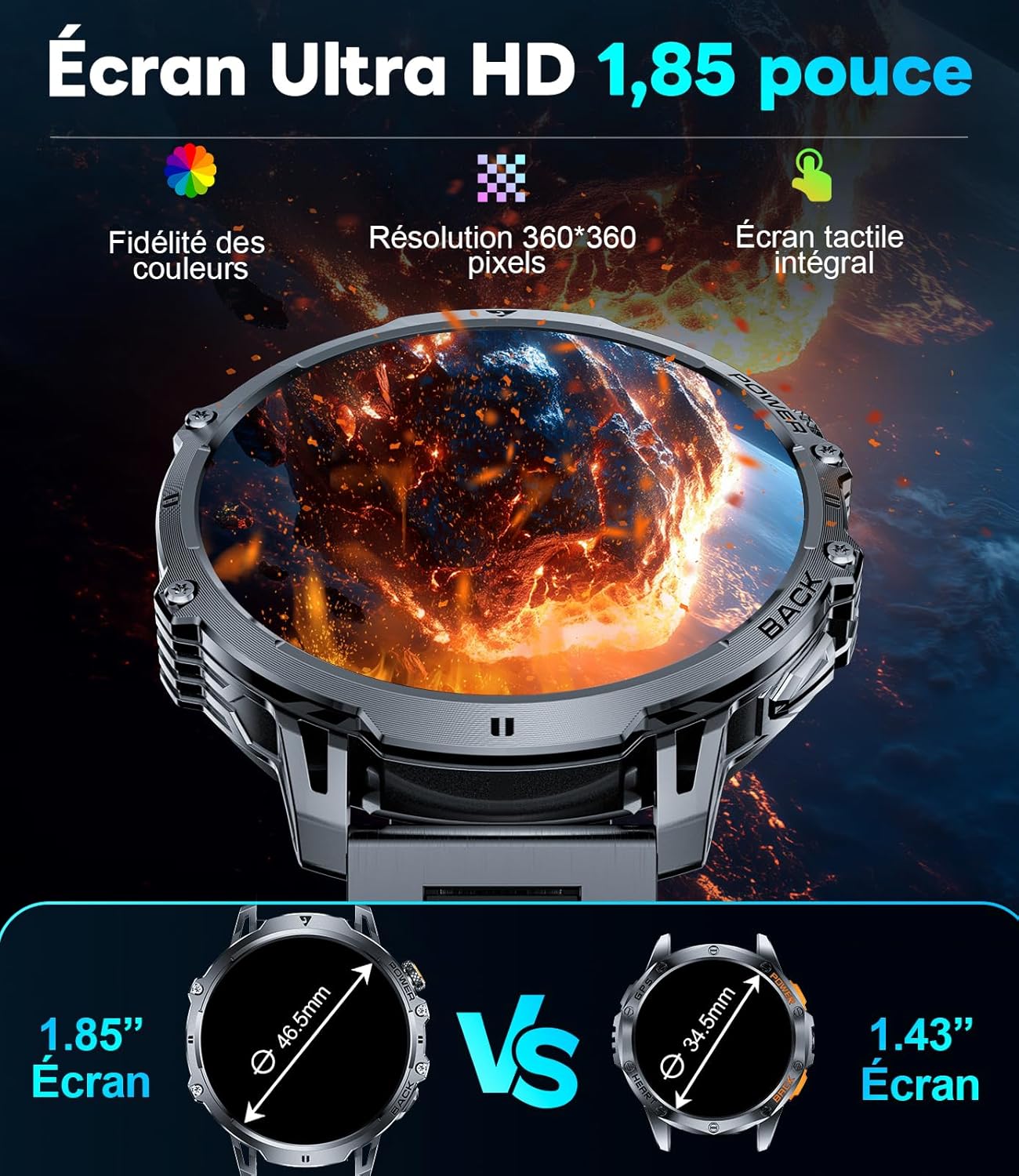 Thumbnail 1 de LIGEMI Smartwatch Uomo con display 1,85”, batteria 1000mAh e torcia LED