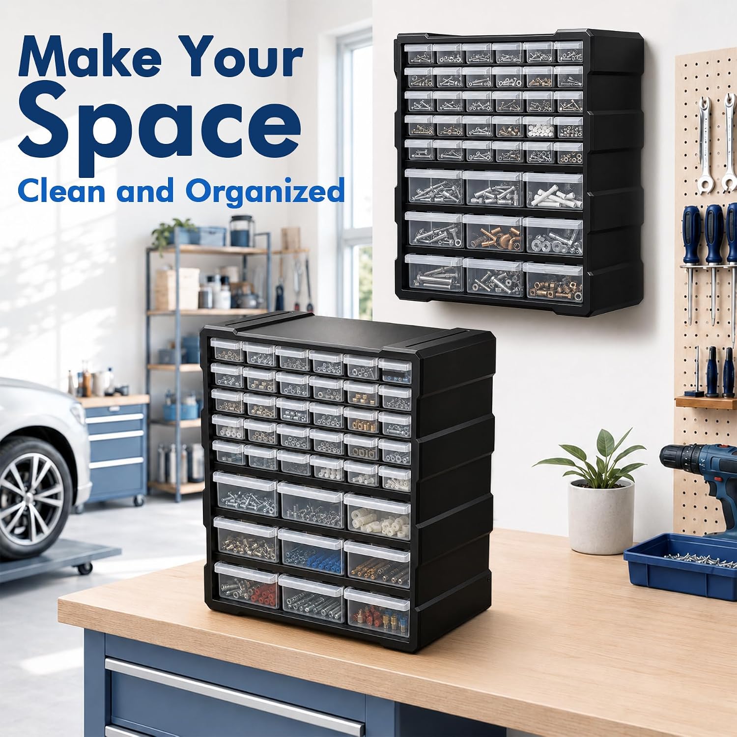 Detalle 2 de SSRTK HW001 Drawer Organizer with Mixed-Size Drawers, Dividers and Labels