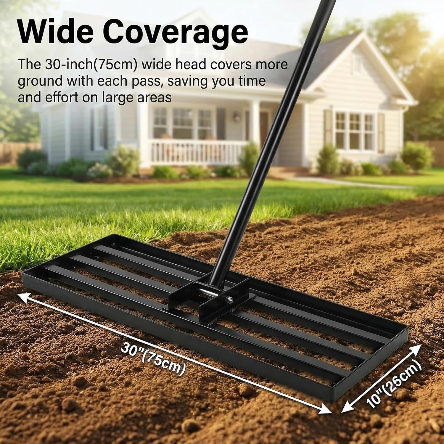 Thumbnail 3 de Fuuwuu Lawn Levelling Rake – heavy-duty 76cm metal leveller with 200cm ergonomic long handle