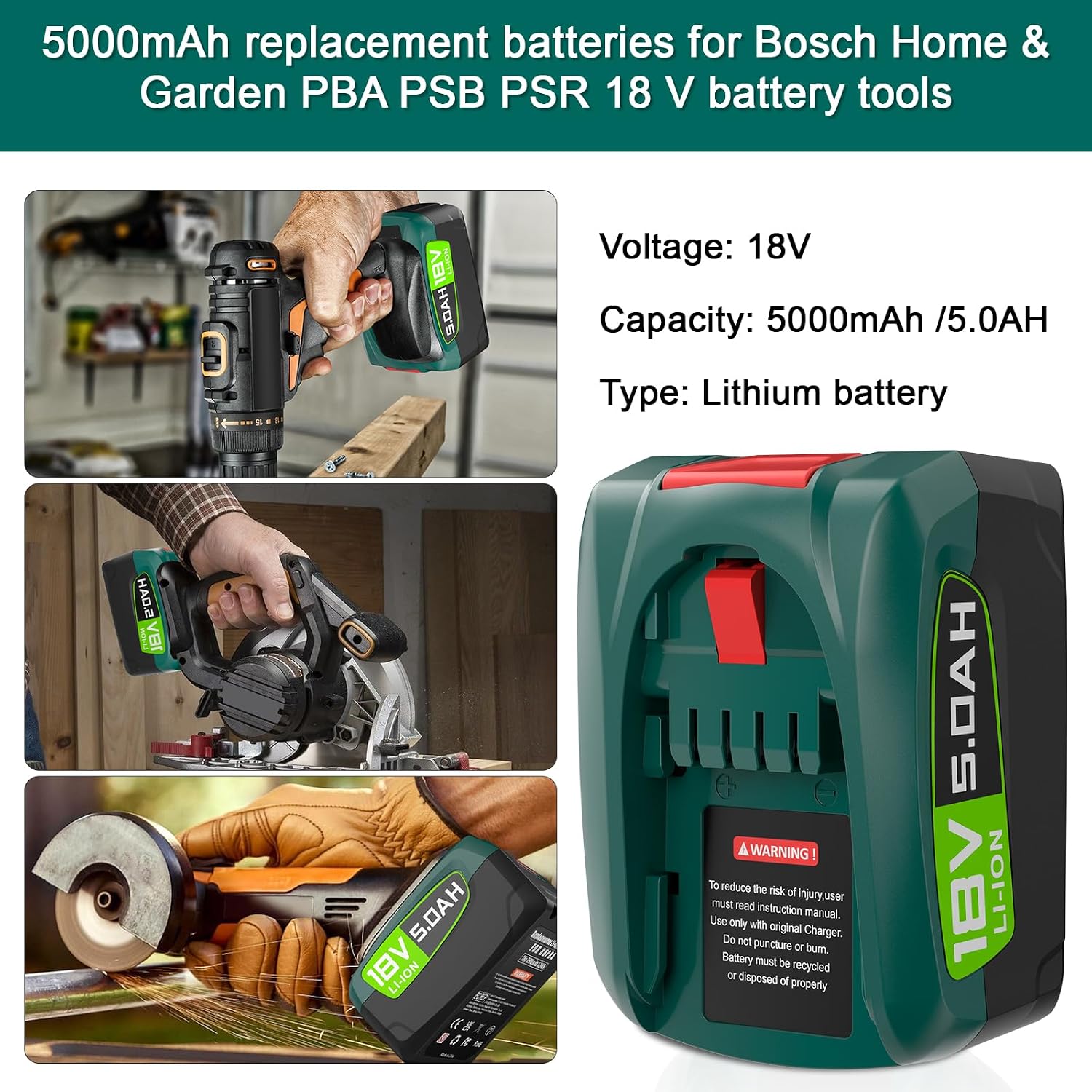 Thumbnail 4 de Bosch PBA/PSB/PSR 18V 5000mAh Akku 2er Pack
