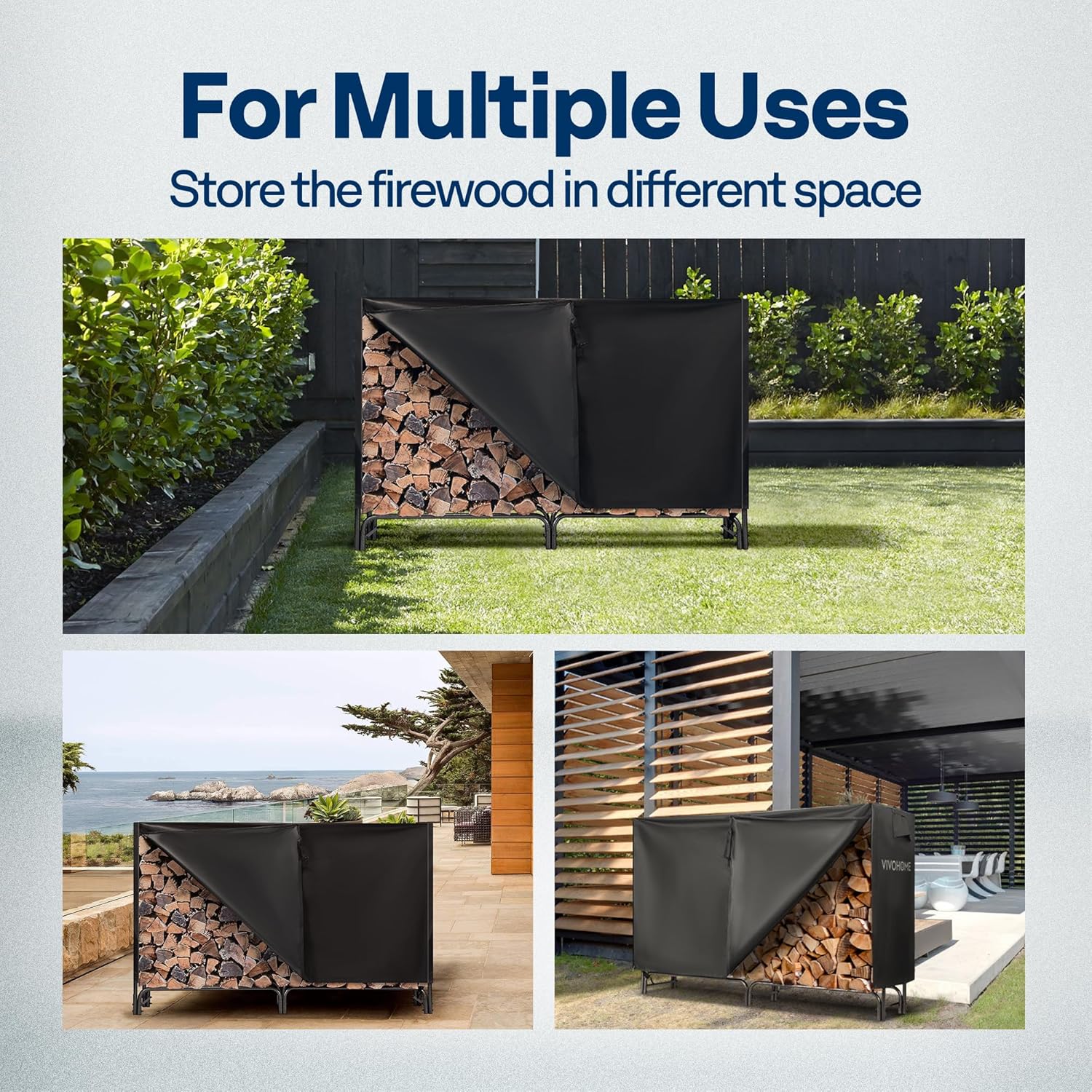 Thumbnail 5 de VIVOHOME 6ft Heavy Duty Log Rack with Cover 🪵