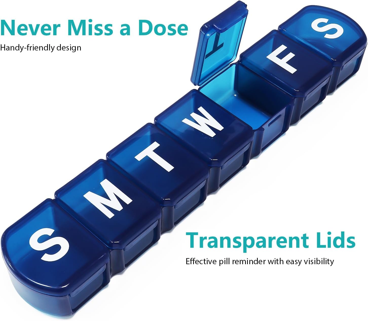 Detalle 2 de MOLN HYMY XL 7-Day Pill Organizer, Blue with Large Compartments and Clear Lid