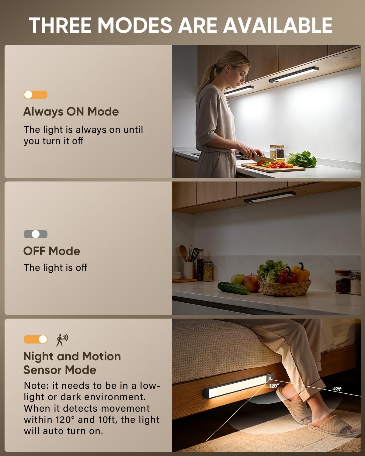 Detalle 2 de MCGOR GLS-C010 10-Inch Under-Cabinet Lights, 5-Pack, Motion Sensor