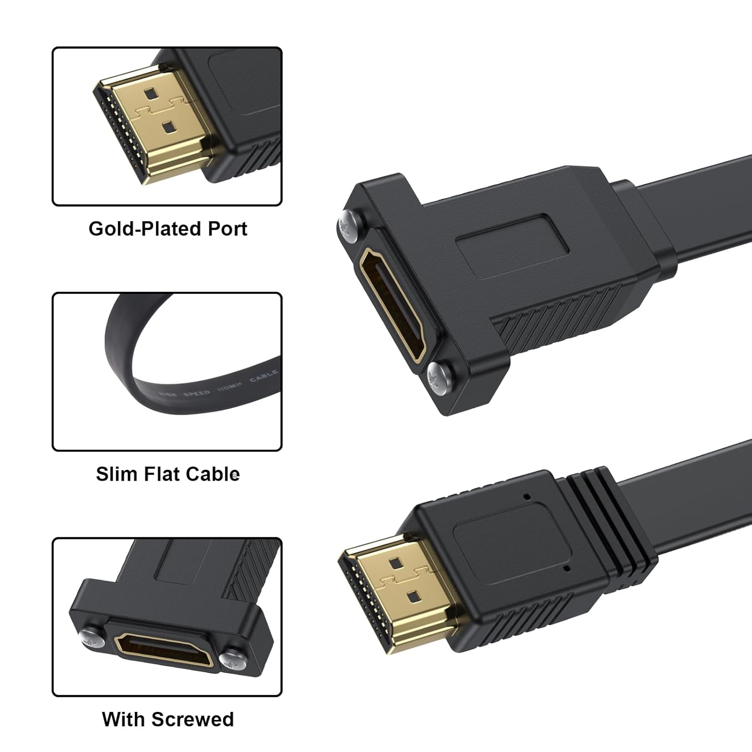 Thumbnail 5 de Maxhood Flat HDMI 2.0 Cable 1.5ft (50cm) – 4K@60Hz High Speed Extension Cable with Panel Mount