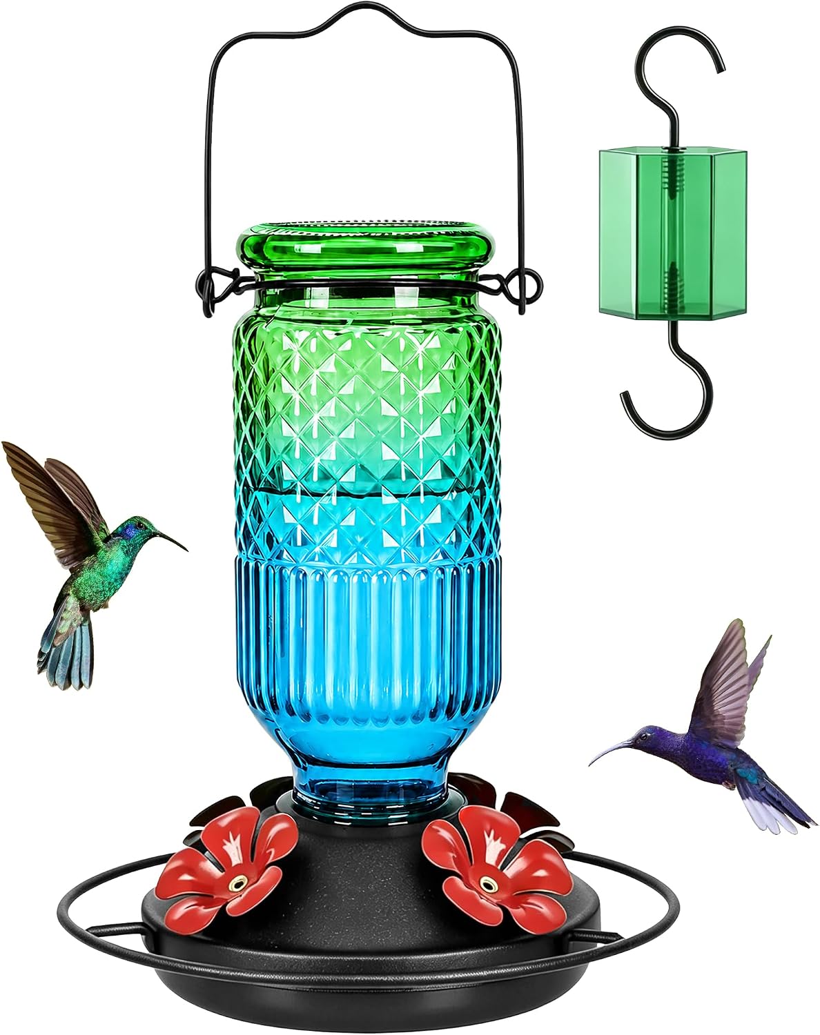 Detalle de FEED GARDEN Glass Hummingbird Feeder, 16 oz