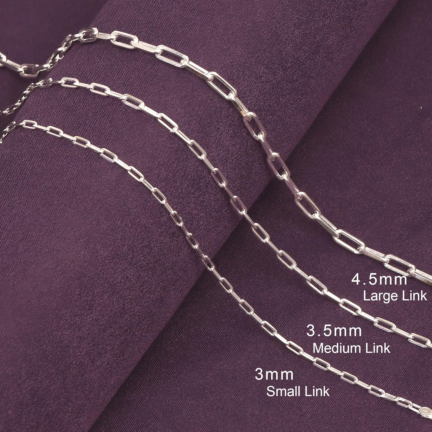Detalle de LeCalla Links Sterlingsilber Gliederkette – 3 mm, 18–24 Zoll, italienisches Design