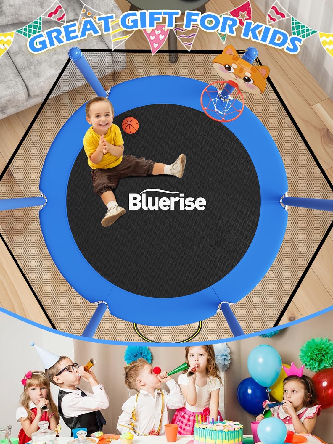 Thumbnail 5 de BLUERISE 60" Trampoline for Kids with Hoop