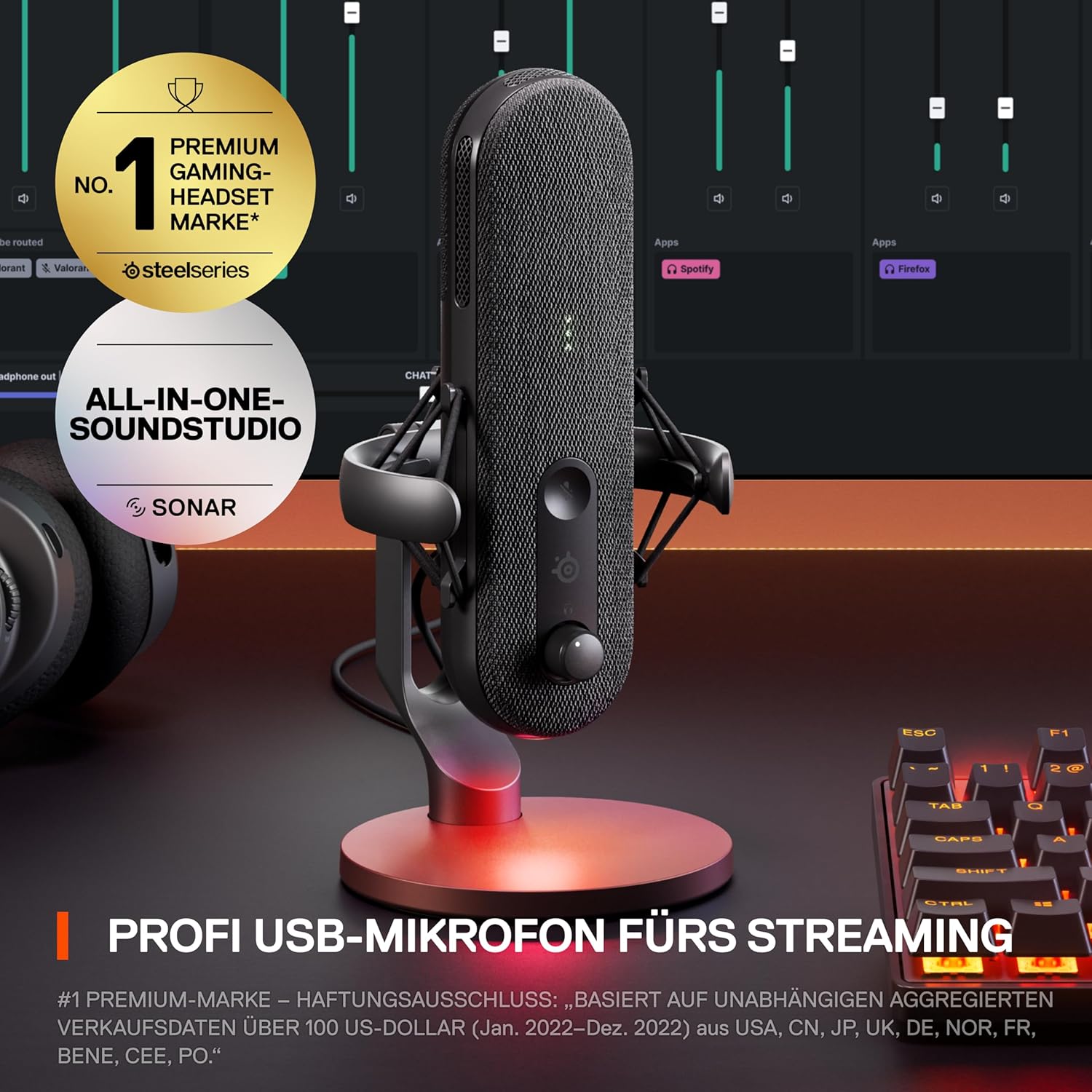 Detalle de SteelSeries Alias USB‑Mikrofon 3× größere Kapsel 🎙