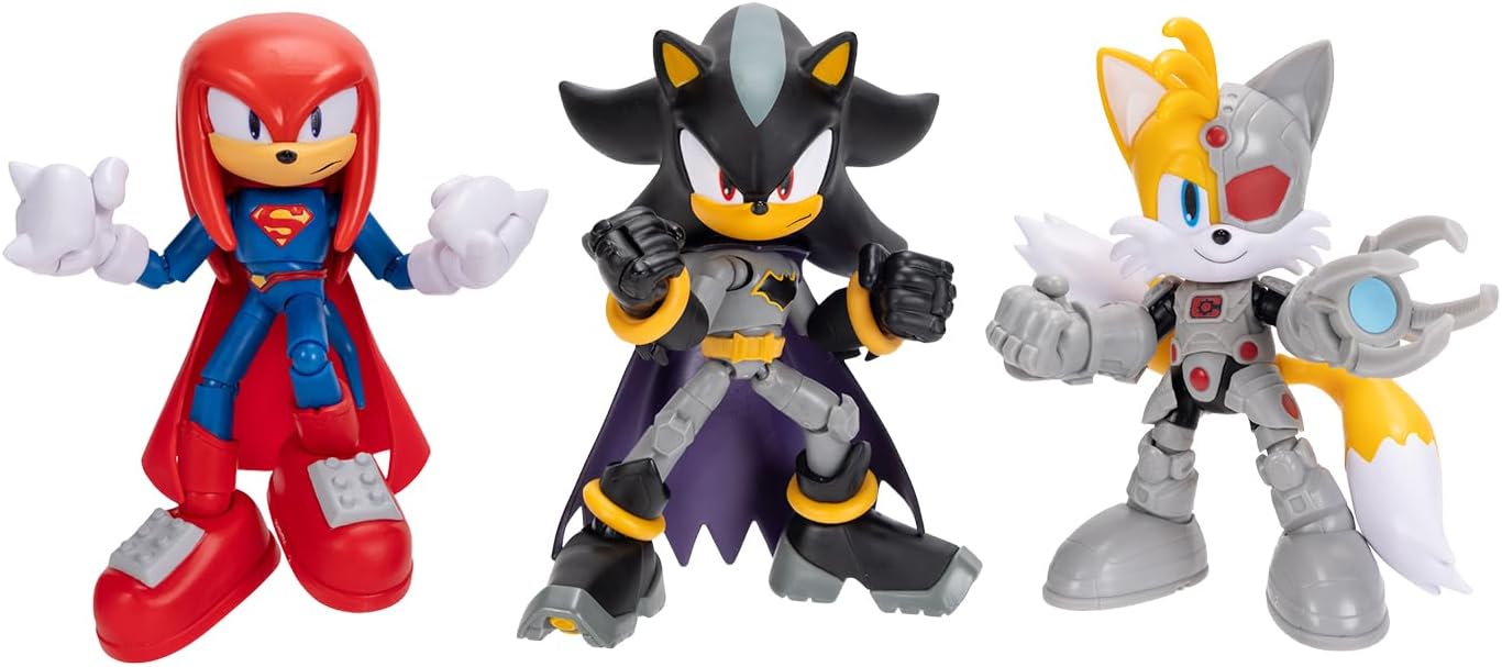 Detalle de DC X Sonic Collectable Action Figures: Shadow as Batman, Tails as Cyborg, Knuckles as Superman
