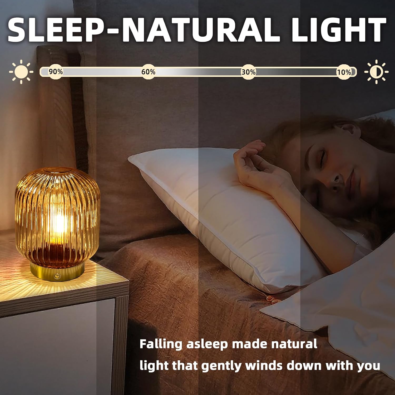 Detalle de MJ PREMIER Rechargeable Yellow Glass Lamp with Memory Function