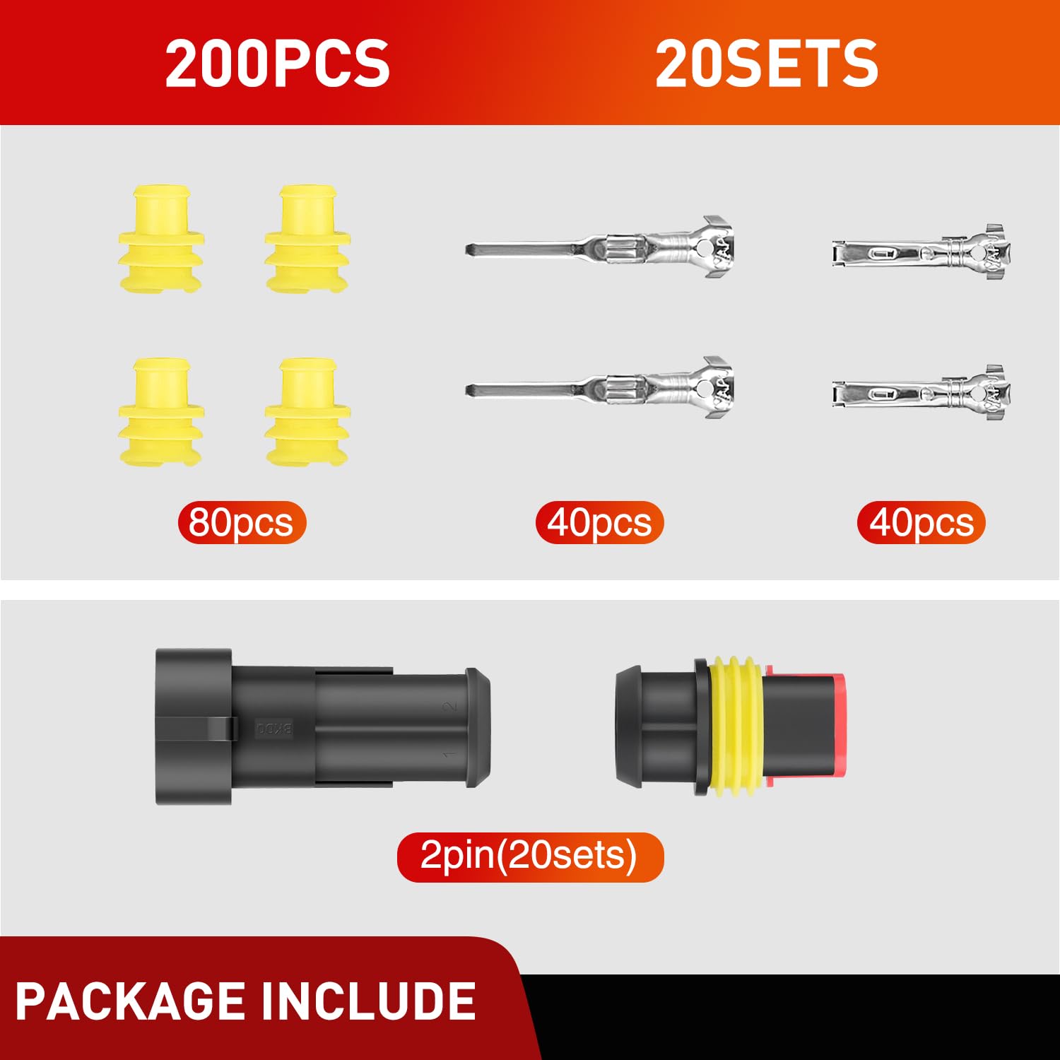 Thumbnail 6 de Nilight 2‑Pin Waterproof Automotive Connector Set 20 sets 🔌