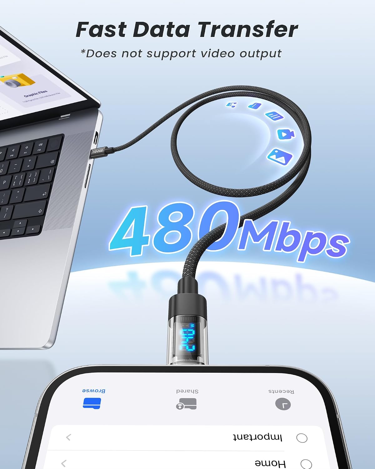 Thumbnail 6 de RAVIAD USB C Kabel 240W 3M – PD3.1 Schnellladekabel von USB-C auf USB-C