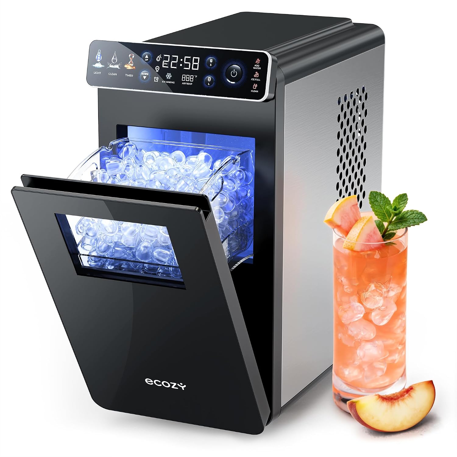 Detalle de ecozy Ice Maker Machine Countertop: Compact, colourful interface with fast ice