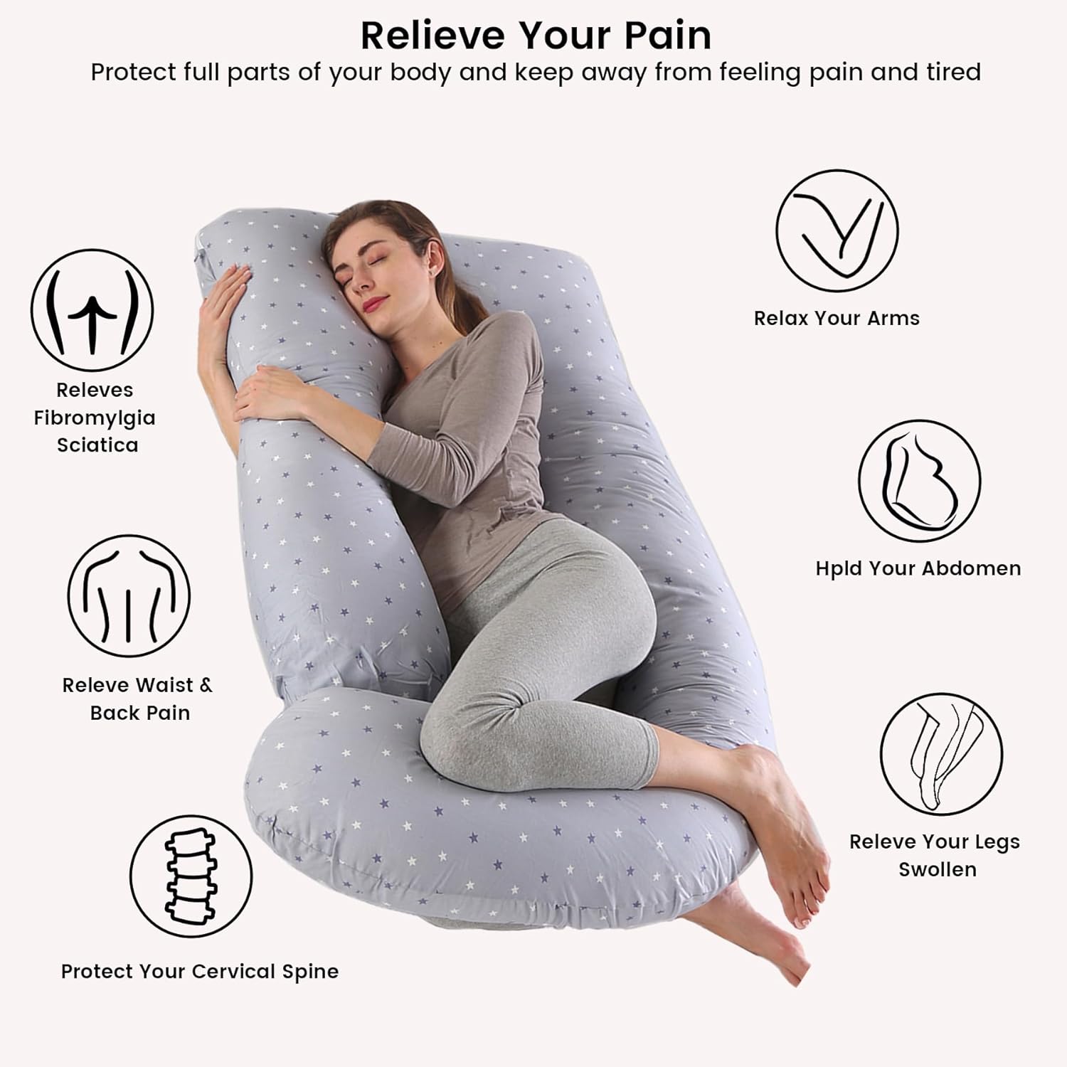 Thumbnail 3 de CALIYO Pregnancy Pillow Full Body Pillow (J Shape) – Supportive Maternity Pillow for Back, Hips and Legs
