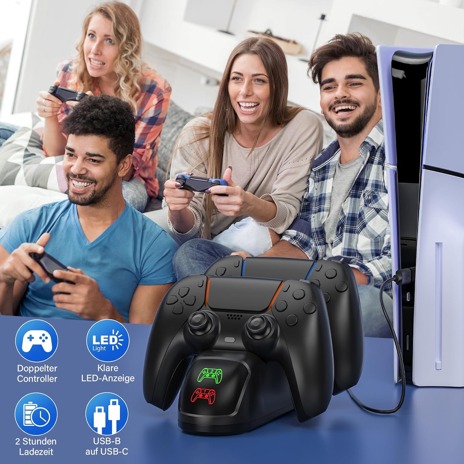 Thumbnail 6 de PS5 Controller Ladestation für 2 Dualsense