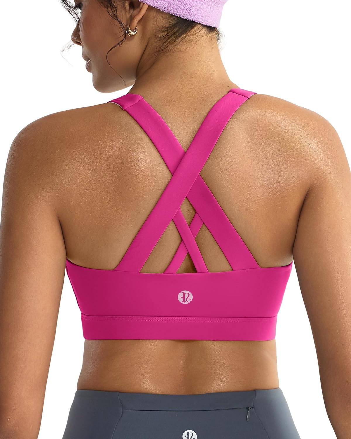 Detalle de RUNNING GIRL Criss-Cross Sports Bra for Women, Medium Support, Removable Cups